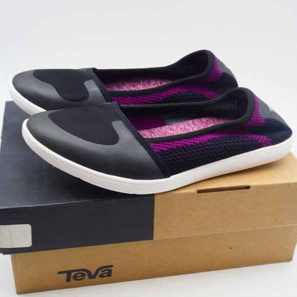 NEW Teva Women's 8 Hydro-Life Ballet Flats Slip on Shoes Black Purple - Picture 2 of 10